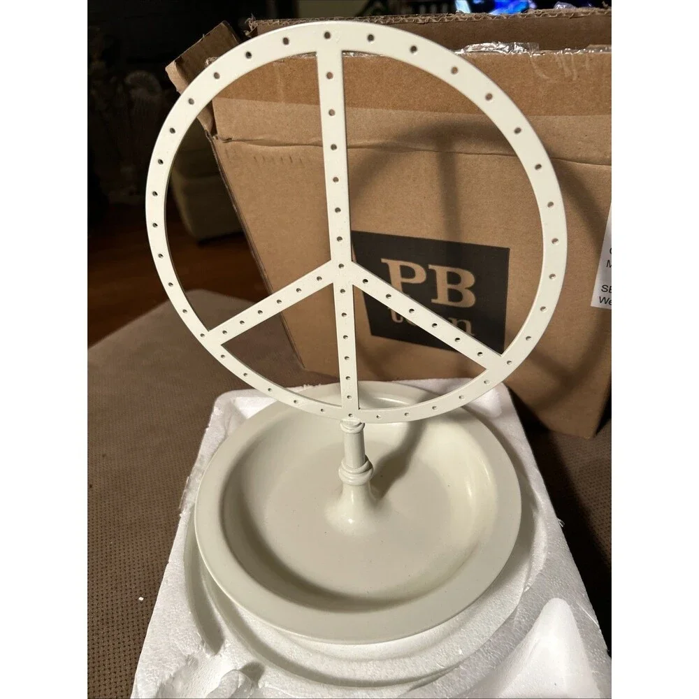 PB Teen Pottery Barn Peace Sign Metal Earring / Jewelry Holder Display